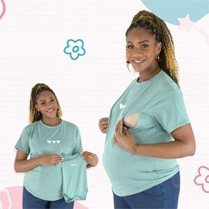 Heart Print Kids Shirt in Teal